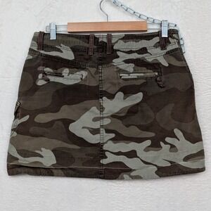 VTG Gap Skirt Women's 32" 8 Brown Camo Cargo Mini Low Rise Military Utility Y2K